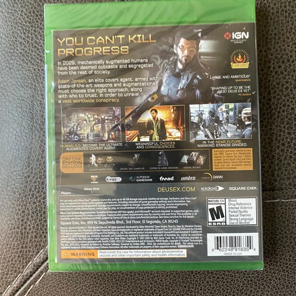 Deus Ex: Mankind Divided -- Day One Edition (Microsoft Xbox One, 2016)